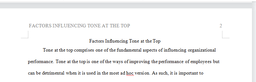 How would you describe the factors that determine the tone at the top?