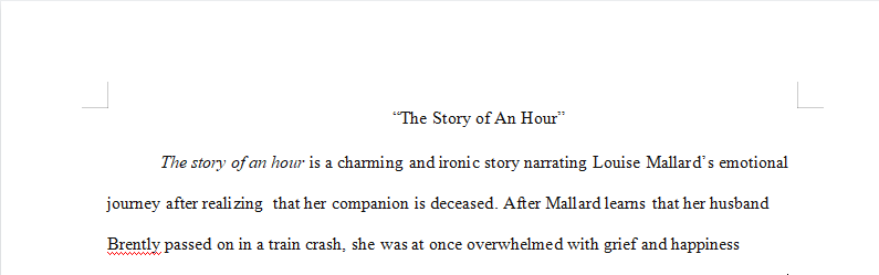 Analyze a character from from the story"story of an hour"