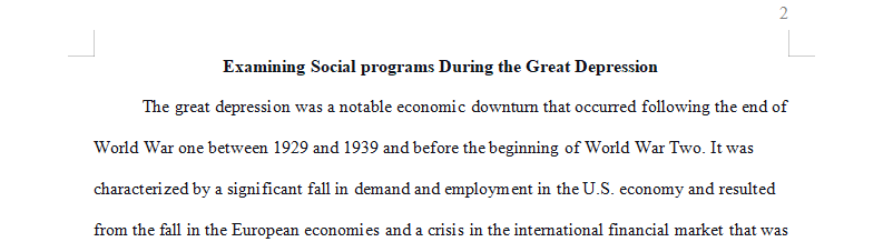 Examine Depression-Era social programs (select one or more to examine in detail).