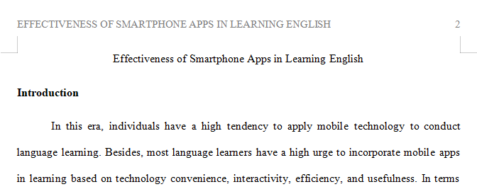 To What Extent is the Use of Smartphone Apps Effective in Learning English for Young ESL Learners in the USA? 