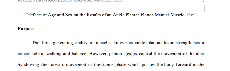 Effects of Age and Sex on the Results of an Ankle Plantar-Flexor Manual Muscle Test