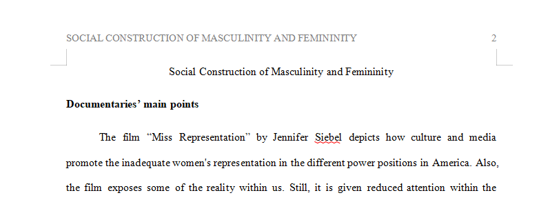 Social Construction of Masculinity and Femininity