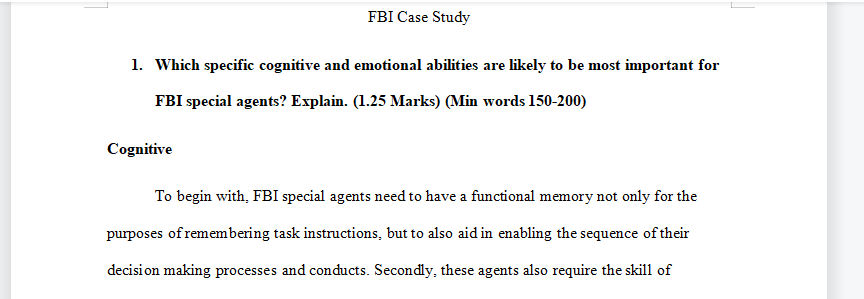 Which specific cognitive and emotional abilities are likely to be most important for FBI special agents?