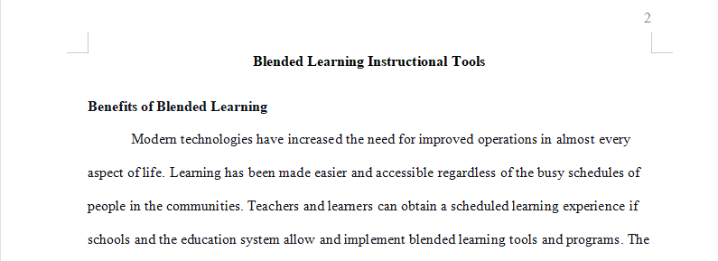 Design a Plan for Blended or Online Learning Instruction.