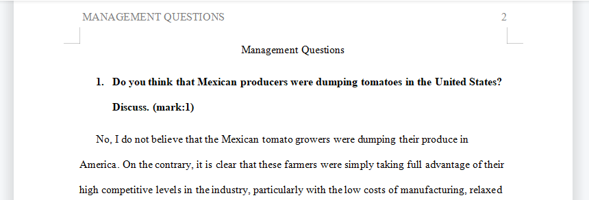 Do you think that Mexican producers were dumping tomatoes in the United States?
