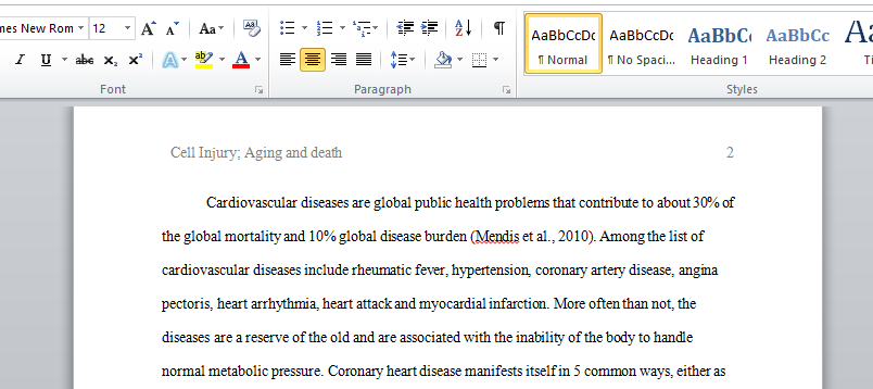 Cell Injury; Aging and death