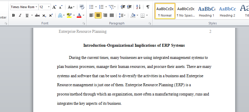 Enterprise Resource Planning (ERP)