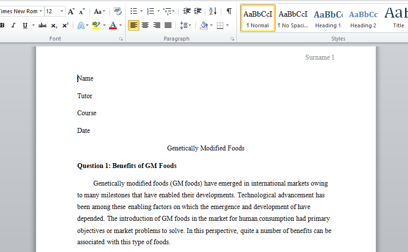 Genetically Modified Foods