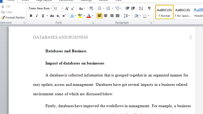 Impact of databases on businesses