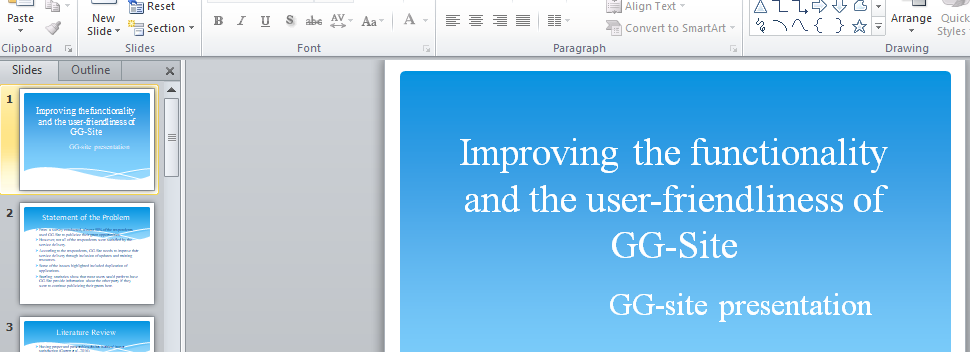 Improving the Functionality and User-Friendliness of GG-Sites 2