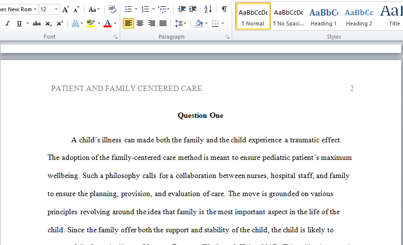 Patient and Family Centered Care