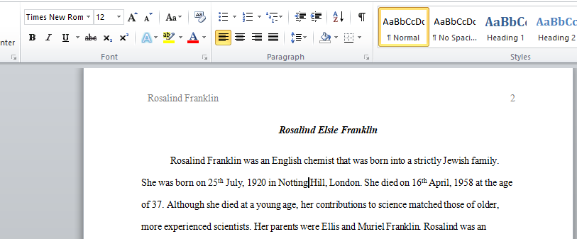 Rosalind Franklin Biography