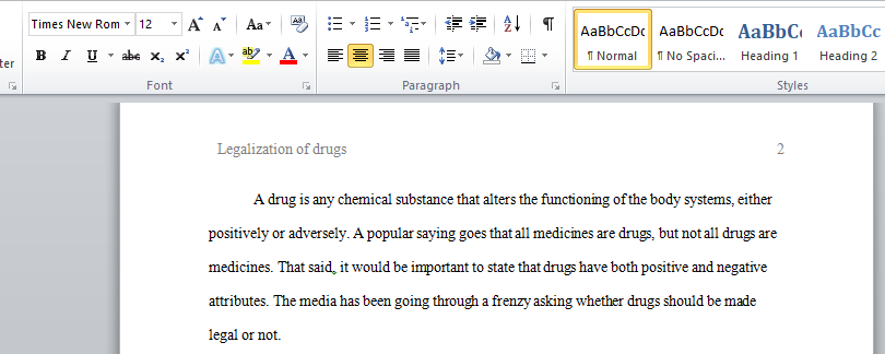 Should drugs be legalized essay
