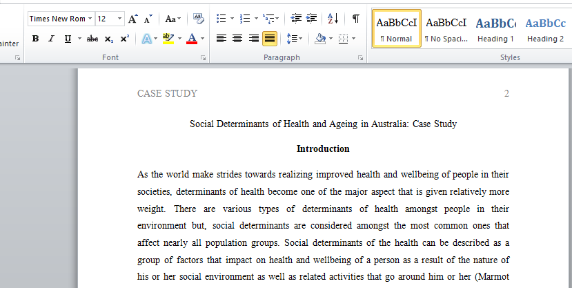 Social Determinants of Health and Ageing in Australia