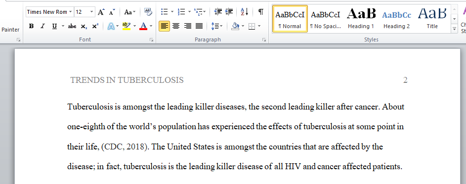 Trends in Tuberculosis in the United States