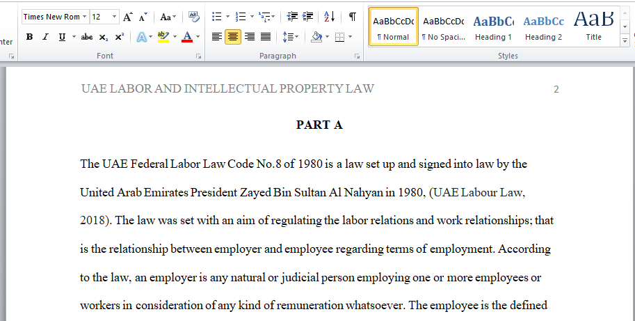 UAE Labor Law and Intellectual Property Law