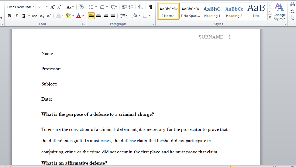 What is the purpose of a defense to a criminal charge.