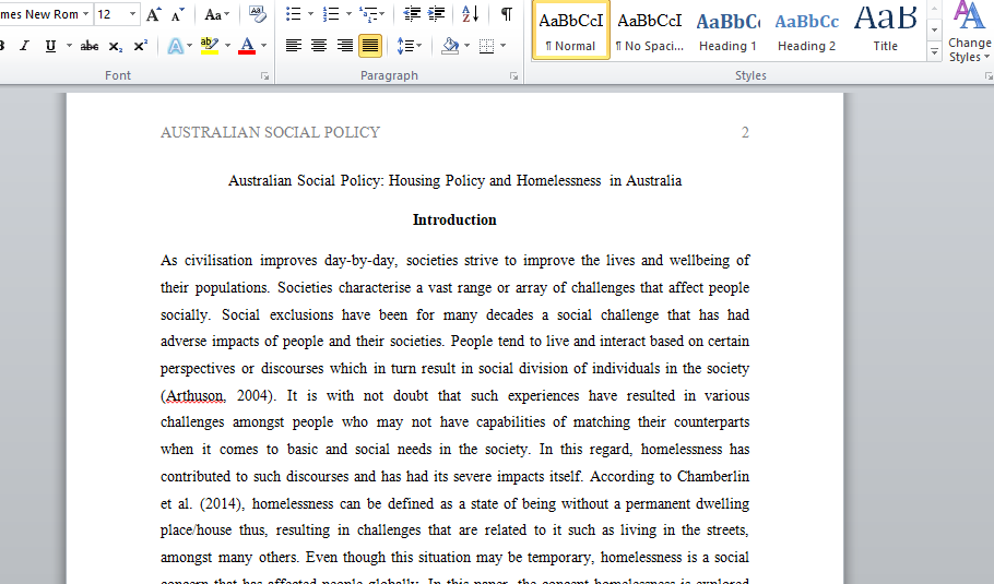 housing policy and homelessness in Australia