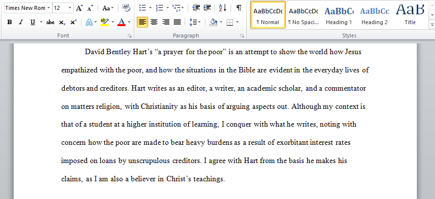 Write a journal on A prayer for the poor by David Bentley Hart