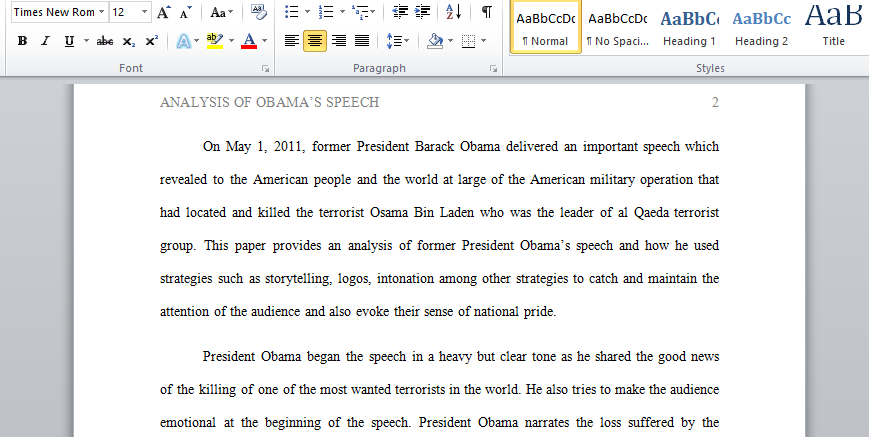 Analyze “President Obama on Death of Osama Bin Laden”