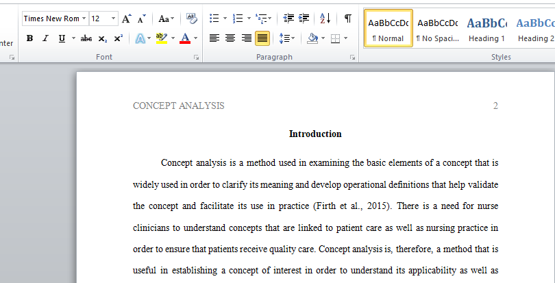 Application of Concept Analysis to Clinical Practice