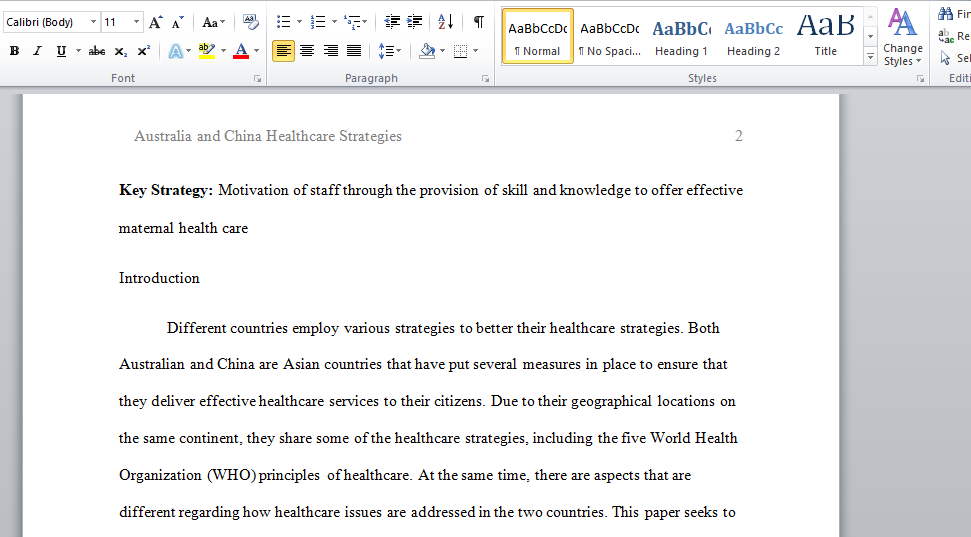 Australia and China healthcare strategy