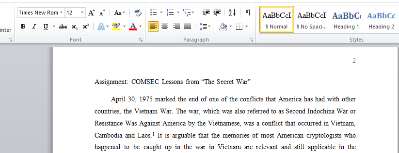 COMSEC Lessons from “The Secret War”