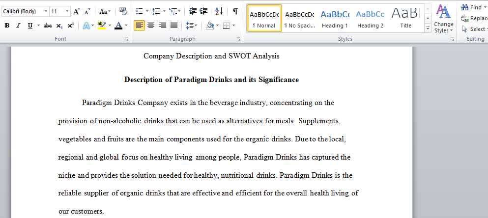 Company description and SWOT analysis