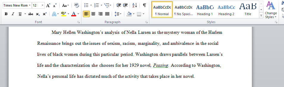 Critical Analysis of Nella Larsen’s Passing 