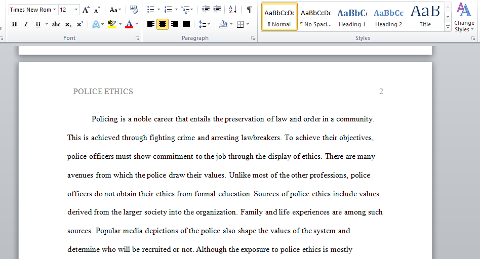Critically review Police Ethics