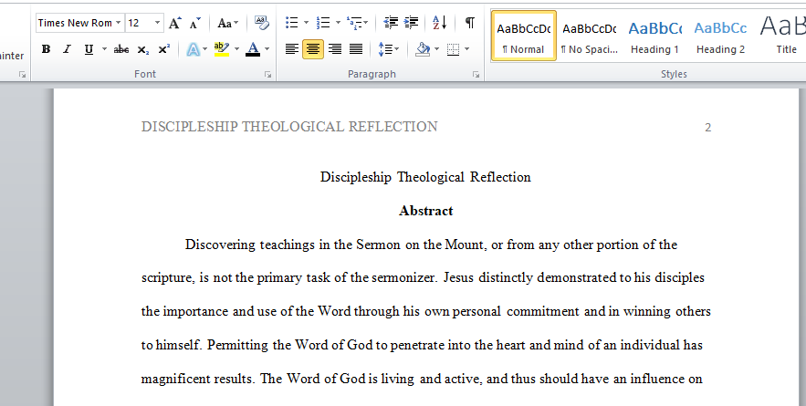 Discipleship Theological Reflection