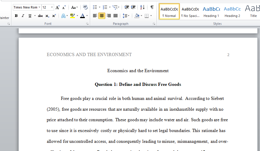 Economics and the Environment