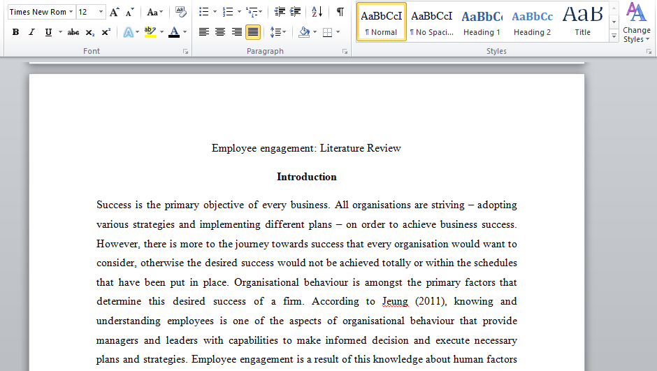 Employee engagement in Literature Review