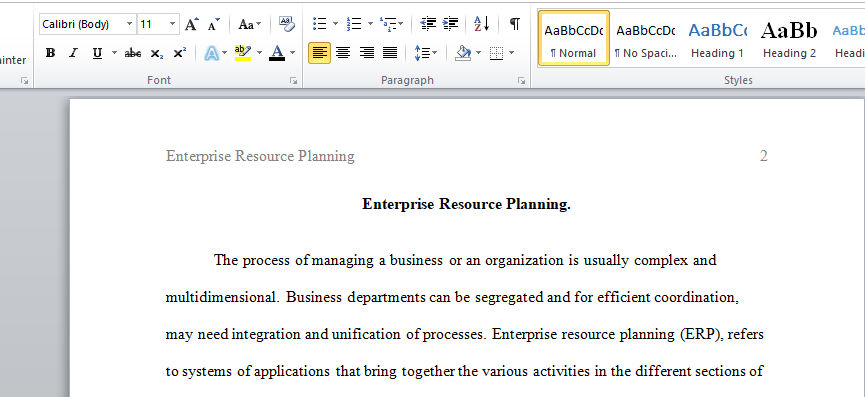 Enterprise Resource Planning.