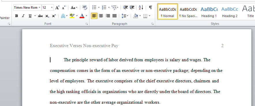 Executive Verses Non-executive Pay