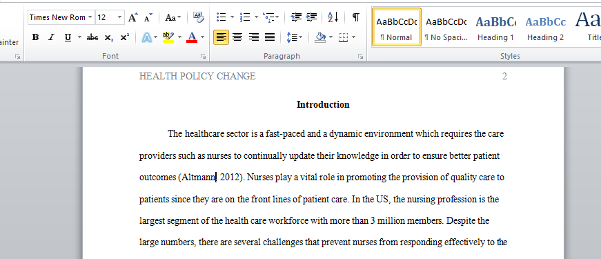 Health Policy Change