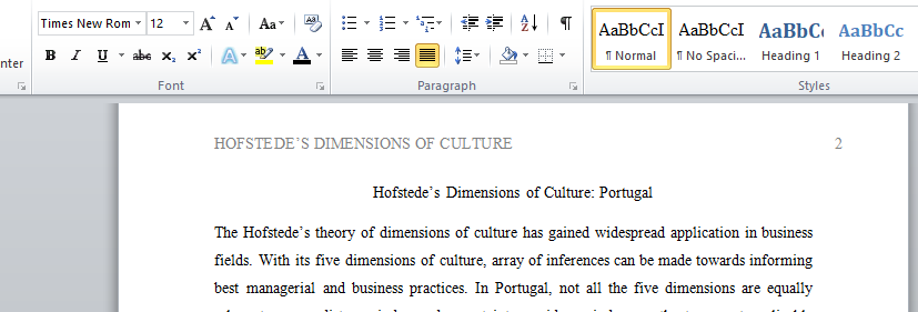 Hofstede’s Dimensions of Culture