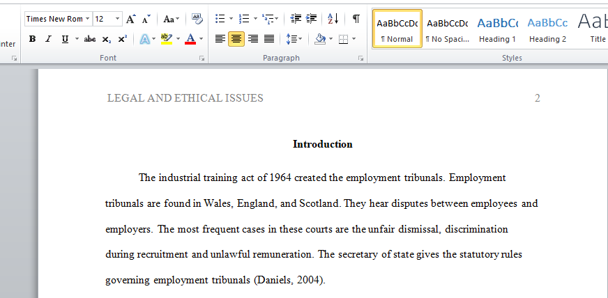 Legal and ethical Issues in Employment