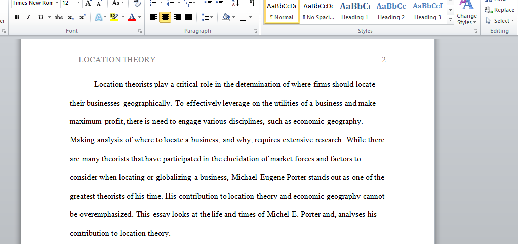 Location Theory and Land Use Analysis- Michael Eugene Porter