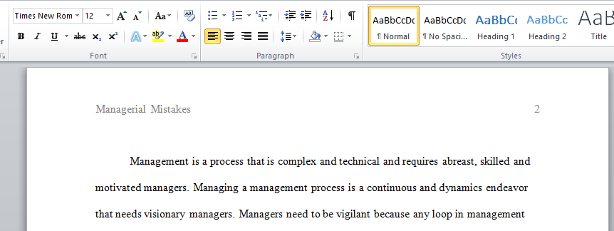 Managerial Mistakes