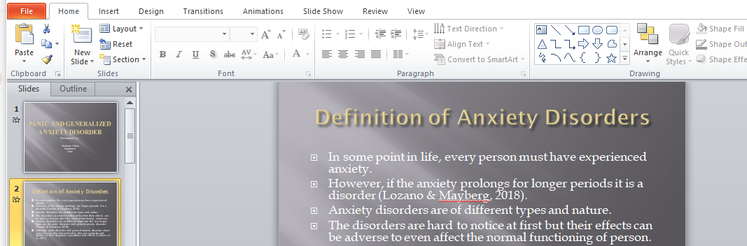 Generalized Anxiety Disorder - Research Paper