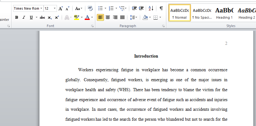SYSTEM APPROACH TO FATIGUED WORKERS AND WORKPLACE ACCIDENTS