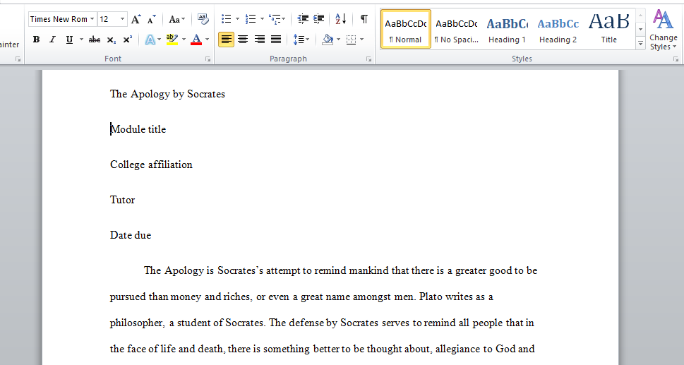 The Apology by Socrates