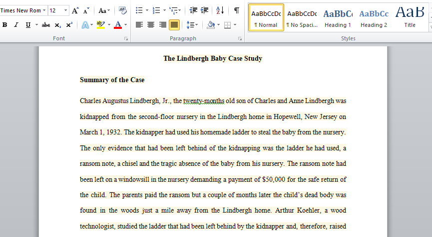 The Lindbergh Baby Case Study