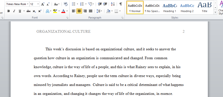 The Understanding of Culture in Organizational Leadership