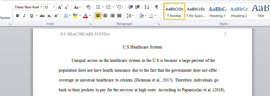 U.S Healthcare System