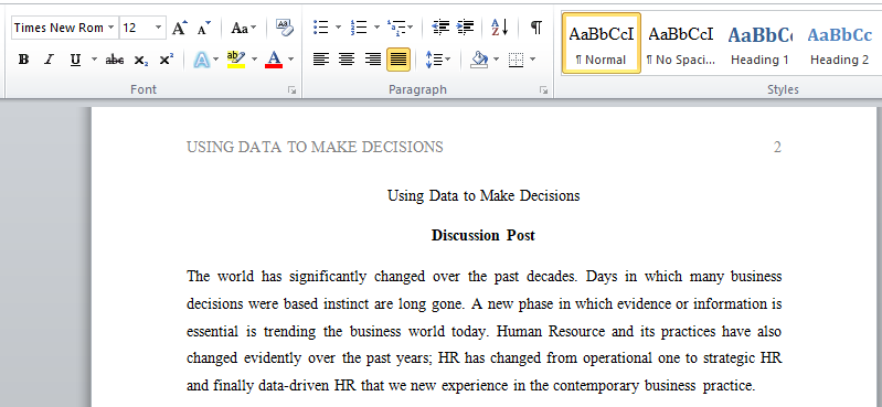 Using Data to Make Decisions