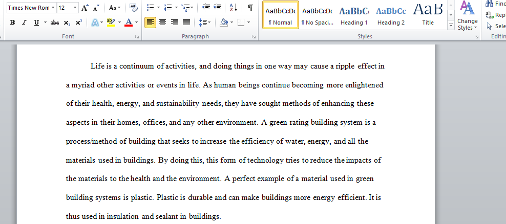 Write a reflection on Green Rating Systems PNG