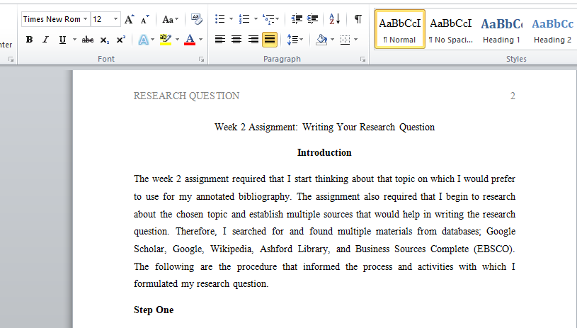 Writing Your Research Question