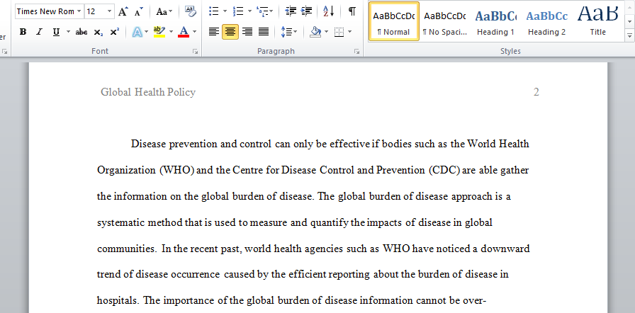 global burden of disease